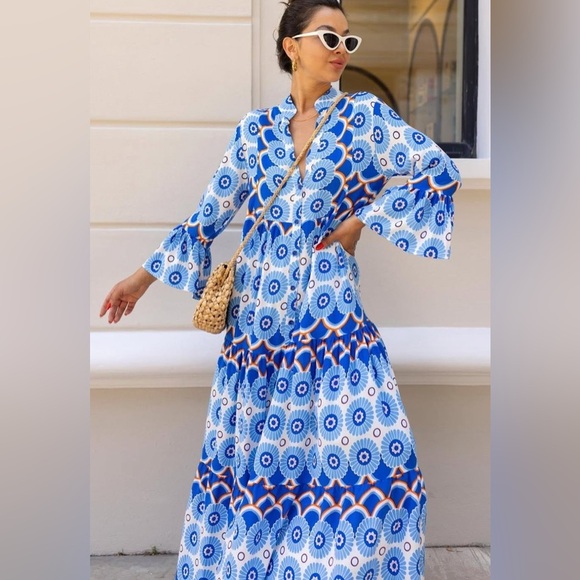 Ashilda Boho Maxi Dress | Made in Turkey | No Size Tag (Best Fits S/M) - Picture 1 of 8